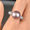 Approx. 13.0 - 13.5 mm, Diva Copper Lot, Edison Pearl, Solitaire Pearl Drop Halo Side Stones Ring