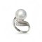 Approx. 11.0 mm, Edison Pearl, Solitair Pearl Ribbon CZ Paved Ring