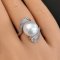 Approx. 11.0 mm, Edison Pearl, Solitair Pearl Ribbon CZ Paved Ring