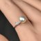 7.8 mm, Moonlight Lot, Akoya Pearl, Seesaw Diamond Pearl Ring