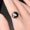 12.49 mm, Tahitian Pearl, Diamond Crown Solitaire Pearl Ring