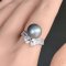 Approx. 11.5 mm, Tahitian Pearl, Solitaire Pearl CZ Flower Ring