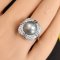Approx. 10.5 mm, Tahitian Pearl, Solitaire Pearl Cushion Shape CZ Pave Ring