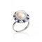Approx. 11.5 - 12.5 mm, Edison Pearl, Blue & White CZ Halo Pearl Ring