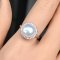 Approx. 10.5 - 11.0 mm, Edison Pearl, Solitaire Pearl Halo CZ Ring