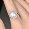 Approx. 10.5 - 11.0 mm, Edison Pearl, Solitaire Pearl Halo CZ Ring