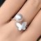 Approx. 8.0 mm, Akoya Pearl, Butterfly Mother of Pearl & Pearl Open Ring