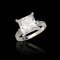 (IGI) 5.06 ct, Laboratory Grown Diamond (Princess Cut, CVD, 5.06ct, D, VS1), Four Prongs Solitaire Diamond and Shoulder Diamond Paved Ring
