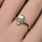 Approx. 6.8 - 7.0 mm, Moonlight Lot, Akoya Pearl, Crown Solitaire Pearl CZ Side Stone Ring