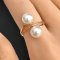 8.2 mm and 8.4 mm, Akoya Pearl, Double Pearl Ring