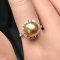 11.9 mm, Gold South Sea Pearl, Solitaire Pearl Halo Lab Grown Diamond Ring