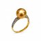 Approx. 10.0 mm, Gold South Sea Pearl, Solitaire Pearl Shoulder Diamond Paved Ring
