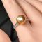 Approx. 10.0 mm, Gold South Sea Pearl, Solitaire Pearl Shoulder Diamond Paved Ring