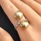 11.4 mm and 11.4 mm, Gold South Sea Pearl, Duo Pearl Diamond Line Ring
