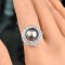 Approx. 11.0 - 11.5 mm, Tahitian Pearl, Solitaire Pearl Halo CZ Rings