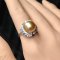 Approx. 12.0 mm, Gold South Sea Pearl, Solitaire Pearl Halo CZ Ring