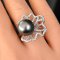 Approx. 11.0  mm, Tahitian Pearl, Solitaire Pearl Stencil Leaf CZ Paved Ring