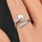Approx. 8.0 mm, Akoya Pearl, Solitaire Pearl Open Ring CZ Paved