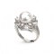 Approx. 9.5 mm, Edison Pearl, Solitaire Pearl Halo CZ Double Stripe Shoulder CZ Paved Ring