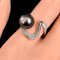 11.5 mm, Tahitian Pearl, Solitaire Pearl, S Shaped CZ Paved Ring
