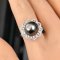 11.7 mm, Tahitian Pearl, Solitaire Pearl Halo Flower CZ Paved Ring