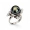 11.9 mm, Tahitian Pearl, Solitaire Pearl Flower Ring