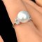 Approx. 10.5 mm, Edison Pearl, Solitaire Pearl Brick Shoulder CZ Paved Ring