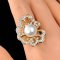 Approx. 11.0 mm, White South Sea Pearl, Solitaire Pearl Stencil Lotus Leaf CZ Paved Ring