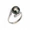 Approx. 10.5 - 11.0 mm, Tahitian Pearl, Solitaire Pearl Half Halo CZ Paved Ring