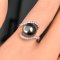 Approx. 10.5 - 11.0 mm, Tahitian Pearl, Solitaire Pearl Half Halo CZ Paved Ring