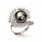 Approx. 11.5 mm, Tahitian Pearl, Peacock Tail Solitaire Pearl Ring