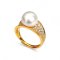 Approx. 10.0 - 10.5 mm, Edison Pearl, Solitaire Pearl Shoulder CZ Paved Ring