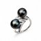 Approx. 9.0 mm, Tahitian Pearl, Duo Pearl Arrow Open Ring