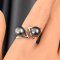 Approx. 9.0 mm, Tahitian Pearl, Duo Pearl Arrow Open Ring