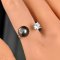 Approx. 9.3 mm, Tahitian Pearl, Solitaire Pearl CZ Open Ring