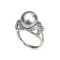 11.45 mm, Tahitian Pearl,  Solitaire Pearl Shoulder Bow Cross CZ Paved Ring