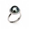 Approx. 10.5 mm, Tahitian Pearl, Solitaire Pearl Halo CZ Ring
