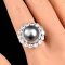Approx. 12.5 mm, Tahitian Pearl, Solitaire Pearl Double Halo Fancy Shape CZ Ring
