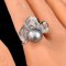 Approx. 11.0 mm, Tahitian Pearl, Solitaire Pearl Blooming Ribbon CZ Paved Ring