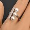 Approx. 7.0 mm, Moonlight Lot, Akoya Pearl, Triple Pearl Bar Ring
