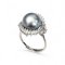 Approx. 11.5 mm, Tahitian Pearl, Solitaire Pearl Diamond Shaped Halo CZ Ring