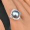Approx. 11.5 mm, Tahitian Pearl, Solitaire Pearl Diamond Shaped Halo CZ Ring
