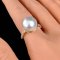13.4 mm, White South Sea Pearl, Solitair Pearl Shoulder Diamond Ring