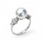 9.6 mm, White South Sea Pearl, Solitaire Pearl, Rhombus Lab Grown Diamond Shoulder Ring