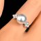 9.6 mm, White South Sea Pearl, Solitaire Pearl, Rhombus Lab Grown Diamond Shoulder Ring