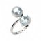 Approx. 8.9 mm, Blue Rose, Akoya Pearl, Aquamarine Light & Pearl Open Ring