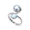 Approx. 8.0 mm up, Blue Rose, Akoya Pearl, Aquamarine Light & Pearl Ring