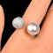 Approx. 11.4 mm, White South Sea Pearl, Shower Head CZ Paved & Pearl Open Ring