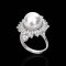 Approx. 10.0 - 11.0 mm, White South Sea Pearl, Solitaire Pearl Halo Drop Shape CZ Paved Ring