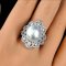 Approx. 13.0 mm, White South Sea Pearl, Solitaire Pearl Royal Halo CZ Paved Ring